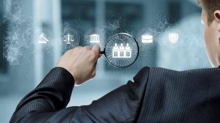 Lawyer,Examining,A,Virtual,Computer,Screen,With,A,Magnifier.