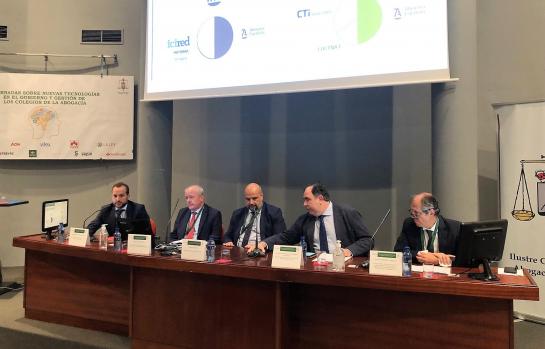 De izquierda a derecha Adolfo Estébanez; Alberto Larrondo; Enrique Zarza; Benigno Villarejo y Rafael Massieu.