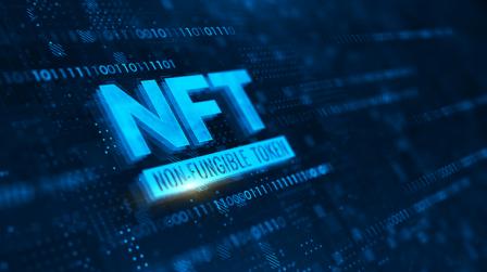 Nft,Nonfungible,Tokens,Concept,On,Dark,Blue,Background.,3d,Rendering