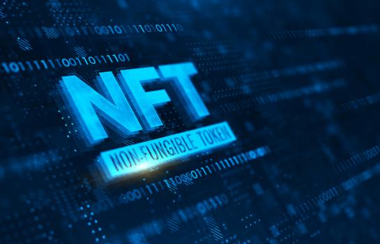 Nft,Nonfungible,Tokens,Concept,On,Dark,Blue,Background.,3d,Rendering