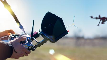 Male,Hands,Holding,Generic,Design,Dron,Remote,Controller,Doing,Some