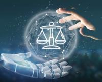 View,Of,Cyborg,Hand,Holding,Cloud,Of,Justice,And,Law