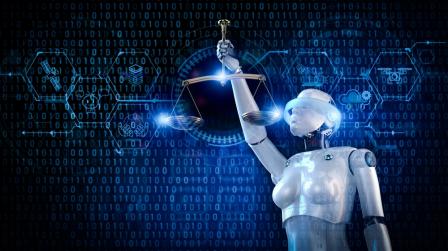 3d,Rendering,Robotic,Lady,Of,Justice,Hand,Hold,Law,Scale