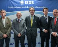 Jesús Álvarez, periodista deportivo. Javier Tebas, presidente de Laliga. Juan José Sánchez Puig, CEO de ISDE.  Germán Ruiz, Director de Desarrollo de Negocio de ISDE.  Adil El Alami, Consejero de la Embajada del reino de Marruecos_img