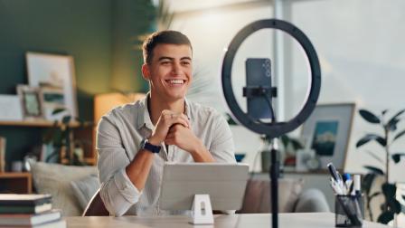 Man,,Influencer,And,Home,With,Smartphone,For,Social,Media,Or
