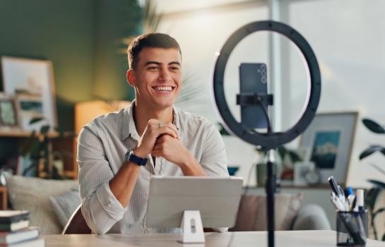 Man,,Influencer,And,Home,With,Smartphone,For,Social,Media,Or